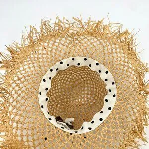 H17887 MiuMiu yellow logo letter polka dot woven straw hat Hat circumference 56c Miu Miu | Accessories | H7887 Miumiu Yellow Logo Letter  main image 3